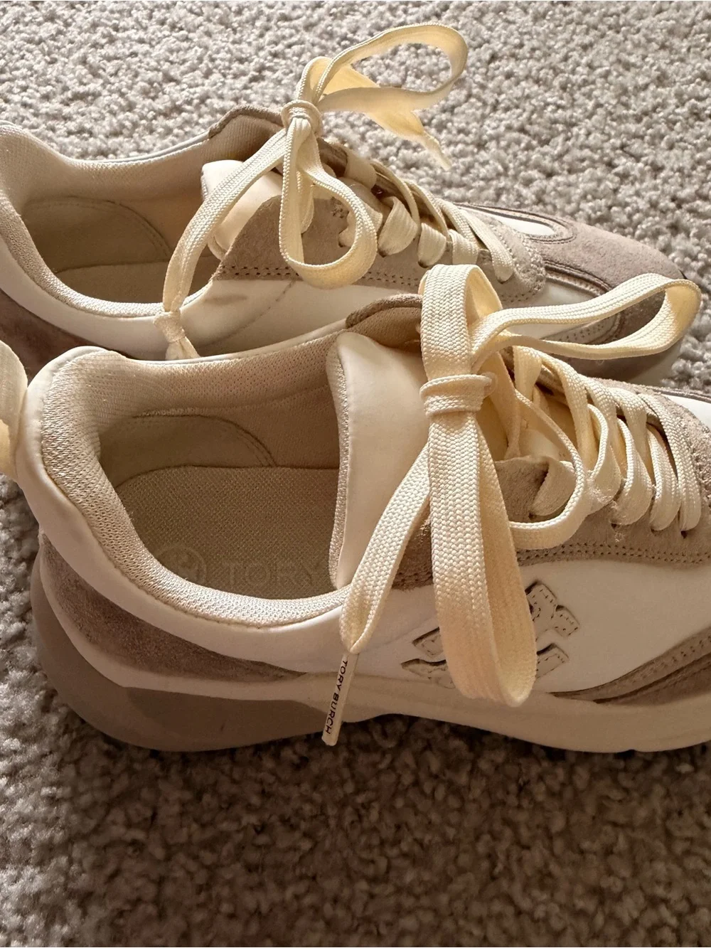 Tory Burch Beige and Cream Platform Sneakers